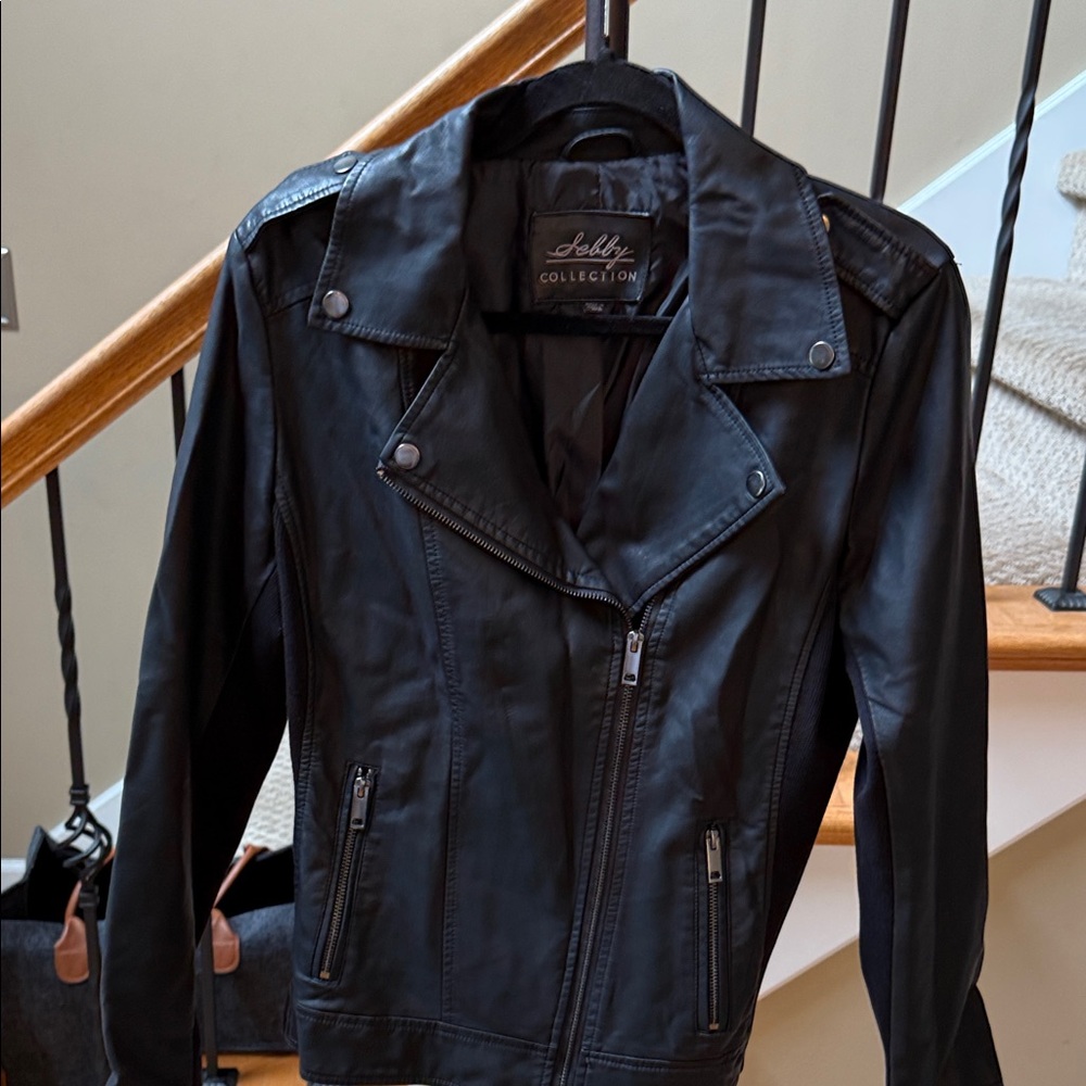 Sebby Black Leather Biker Jacket